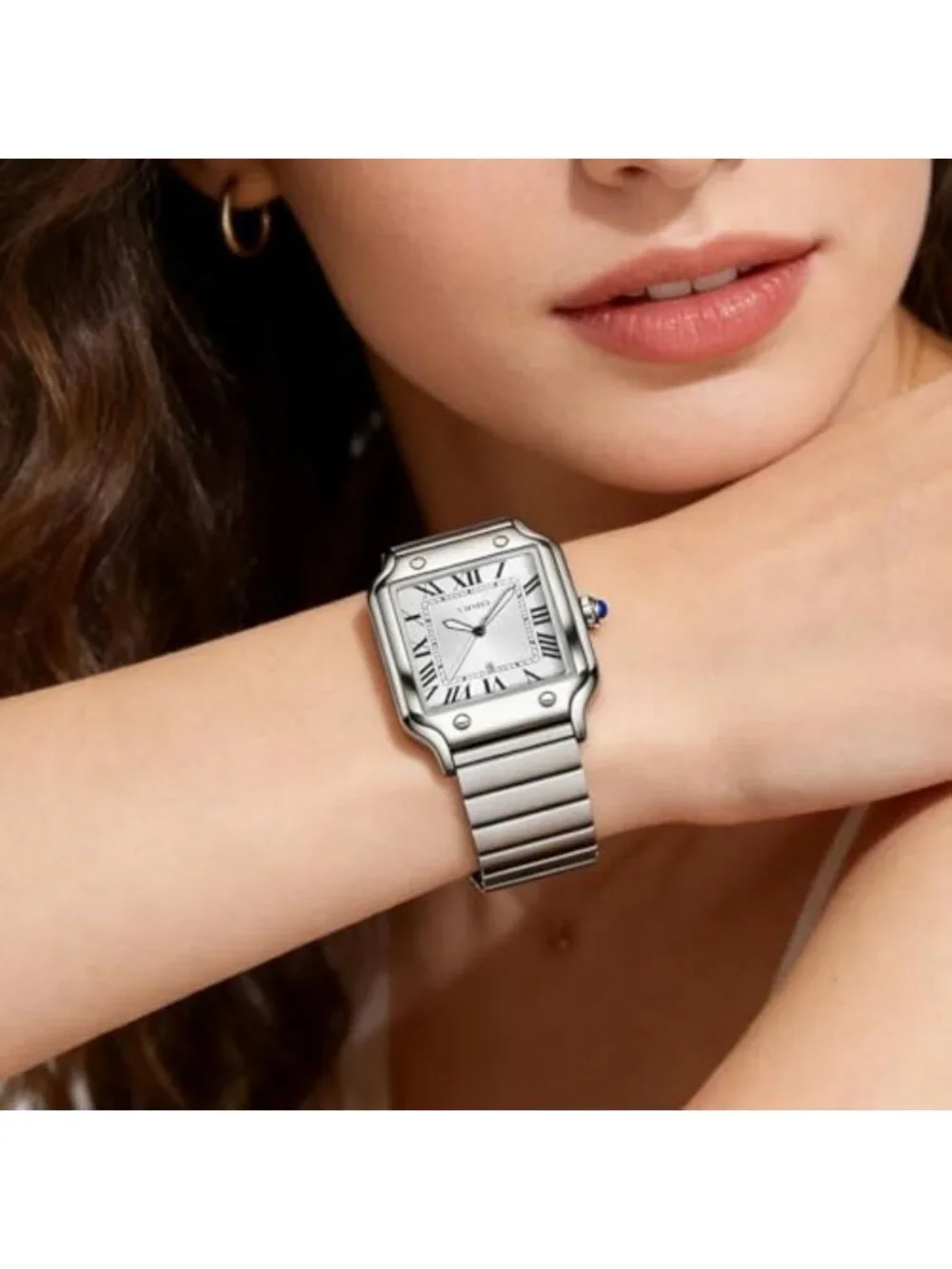 Unisex Waterproof Classic Square Analog Watch with Roman Numerals - 30M